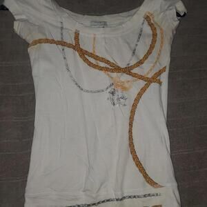 Baby Phat Women's White and Cream Tshirt